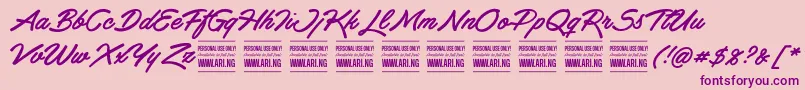 HaydonbrushPersonalUse Font – Purple Fonts on Pink Background
