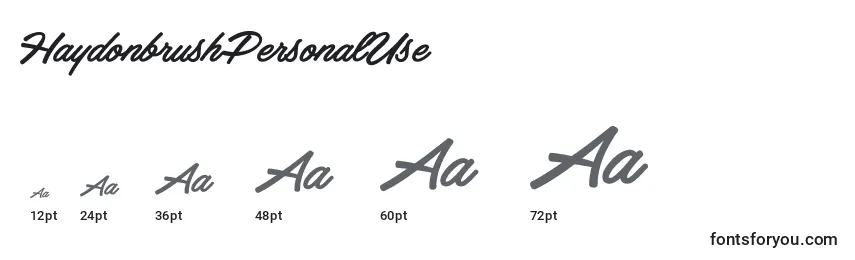 HaydonbrushPersonalUse Font Sizes