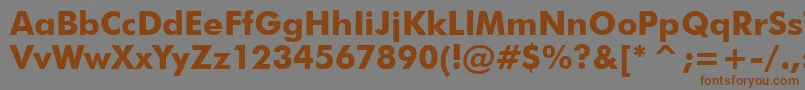 フォントTt0144m – 茶色の文字が灰色の背景にあります。