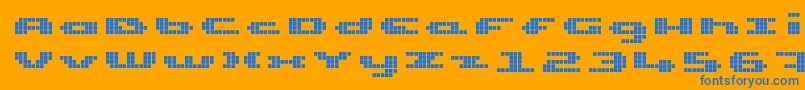 UpTinyLcdFour Font – Blue Fonts on Orange Background