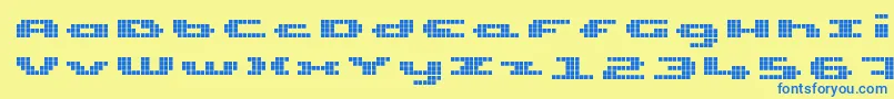 UpTinyLcdFour Font – Blue Fonts on Yellow Background