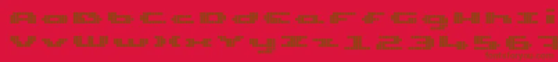 UpTinyLcdFour-Schriftart – Braune Schriften auf rotem Hintergrund