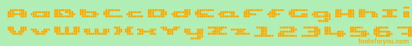 UpTinyLcdFour Font – Orange Fonts on Green Background