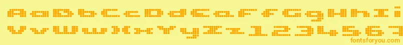 UpTinyLcdFour Font – Orange Fonts on Yellow Background