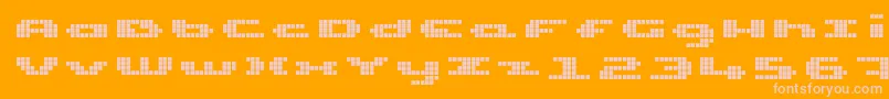 UpTinyLcdFour-Schriftart – Rosa Schriften auf orangefarbenem Hintergrund