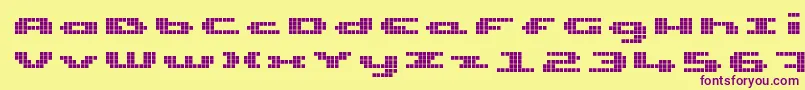 UpTinyLcdFour Font – Purple Fonts on Yellow Background