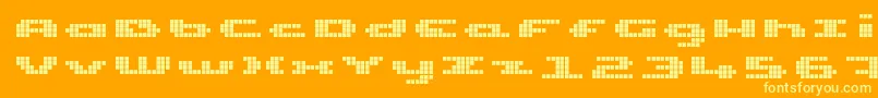 UpTinyLcdFour Font – Yellow Fonts on Orange Background