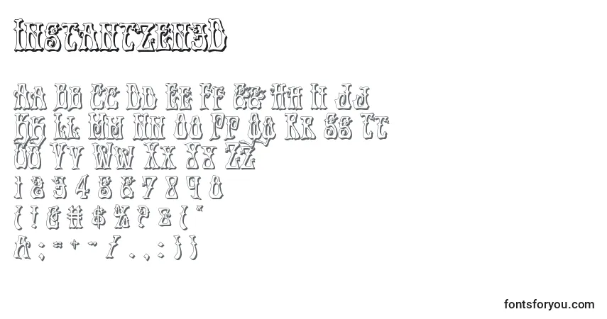 Schriftart Instantzen3D – Alphabet, Zahlen, spezielle Symbole