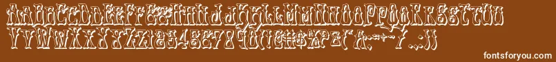 Instantzen3D-Schriftart – Weiße Schriften auf braunem Hintergrund