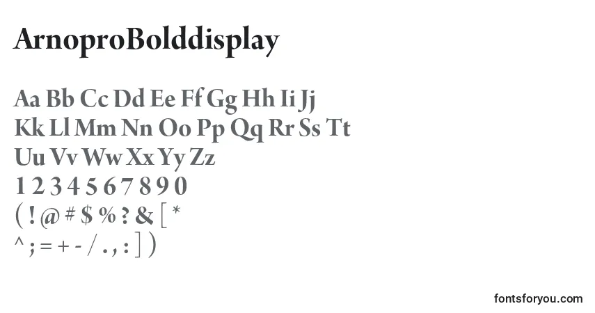 Шрифт ArnoproBolddisplay – алфавит, цифры, специальные символы