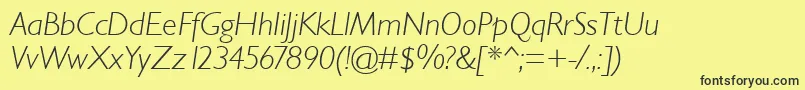GarrisonLightSansItalic Font – Black Fonts on Yellow Background