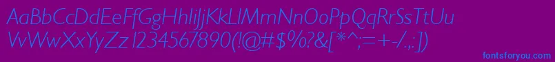 GarrisonLightSansItalic Font – Blue Fonts on Purple Background
