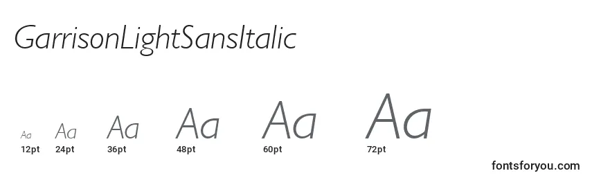 GarrisonLightSansItalic Font Sizes