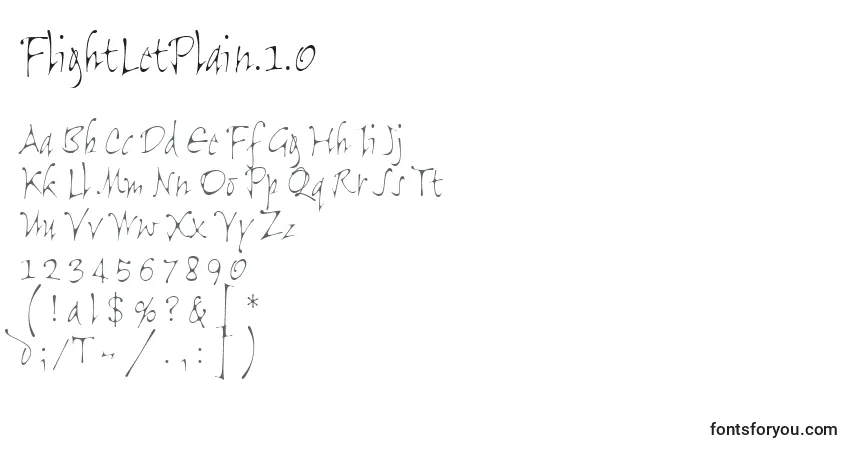 Czcionka FlightLetPlain.1.0 – alfabet, cyfry, specjalne znaki
