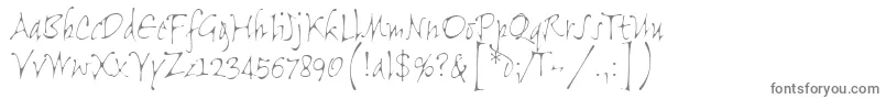 FlightLetPlain.1.0-fontti – harmaat kirjasimet valkoisella taustalla