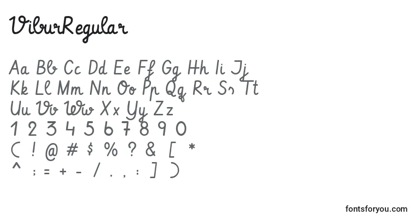 Czcionka ViburRegular – alfabet, cyfry, specjalne znaki