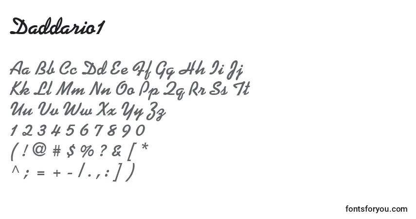 A fonte Daddario1 – alfabeto, números, caracteres especiais