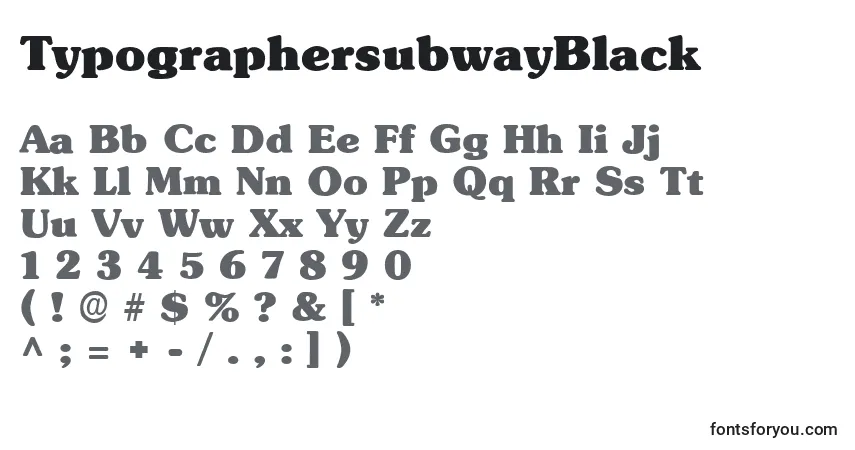 A fonte TypographersubwayBlack – alfabeto, números, caracteres especiais