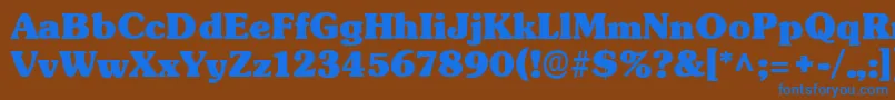 TypographersubwayBlack-Schriftart – Blaue Schriften auf braunem Hintergrund