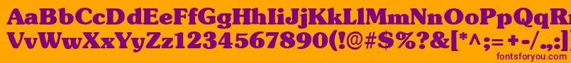 Czcionka TypographersubwayBlack – fioletowe czcionki na pomarańczowym tle