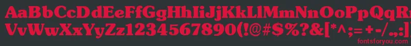 Fonte TypographersubwayBlack – fontes vermelhas em um fundo preto