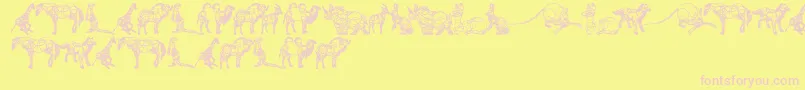 フォントAnimalLine – ピンクのフォント、黄色の背景