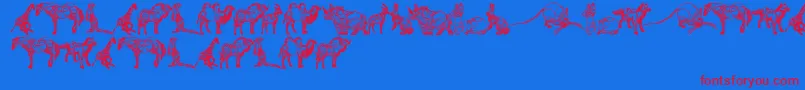 AnimalLine-Schriftart – Rote Schriften auf blauem Hintergrund