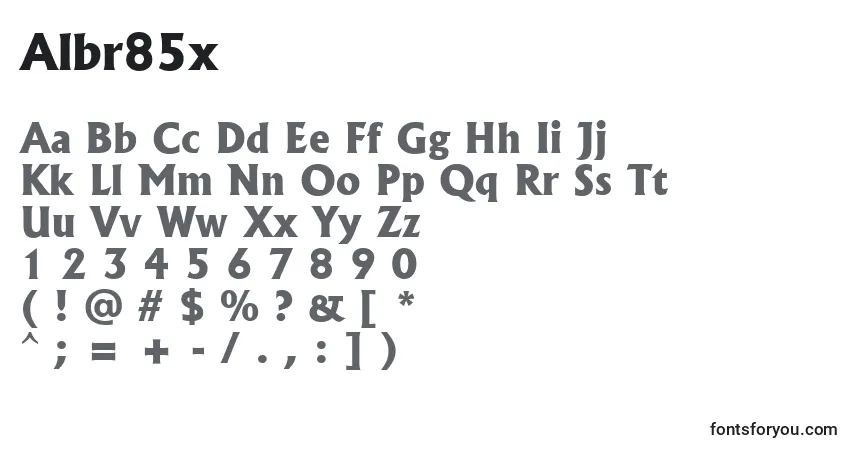 Czcionka Albr85x – alfabet, cyfry, specjalne znaki