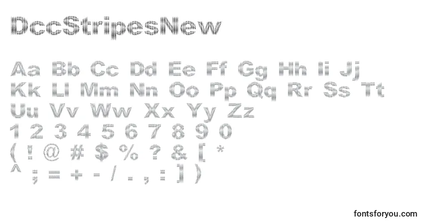A fonte DccStripesNew – alfabeto, números, caracteres especiais