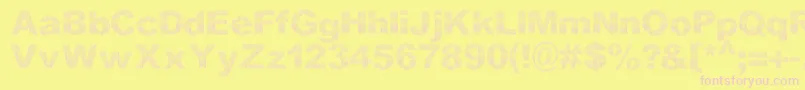 DccStripesNew-fontti – vaaleanpunaiset fontit keltaisella taustalla