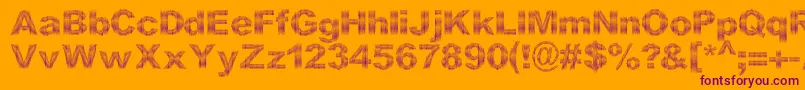 DccStripesNew-Schriftart – Violette Schriften auf orangefarbenem Hintergrund