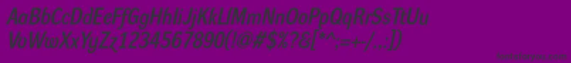 DynagrotesklmBolditalic-fontti – mustat fontit violetilla taustalla