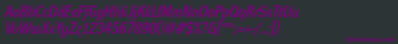 Czcionka DynagrotesklmBolditalic – fioletowe czcionki na czarnym tle