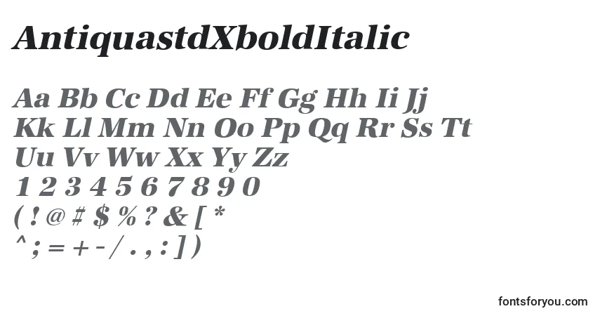 Шрифт AntiquastdXboldItalic – алфавит, цифры, специальные символы