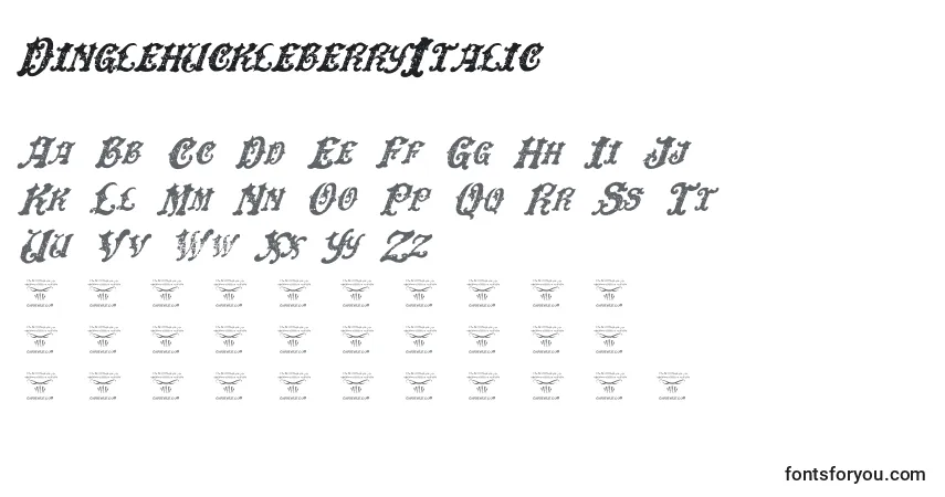 Шрифт DinglehuckleberryItalic (8916) – алфавит, цифры, специальные символы