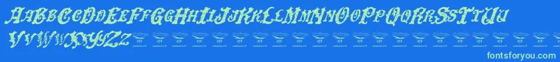 DinglehuckleberryItalic Font – Green Fonts on Blue Background