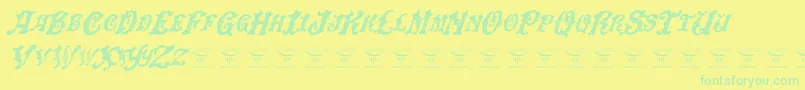 DinglehuckleberryItalic Font – Green Fonts on Yellow Background