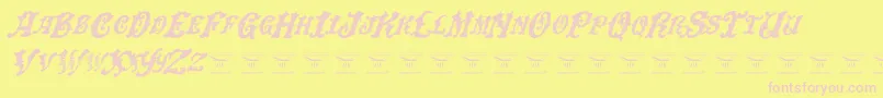 Fonte DinglehuckleberryItalic – fontes rosa em um fundo amarelo