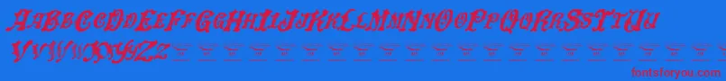 フォントDinglehuckleberryItalic – 赤い文字の青い背景