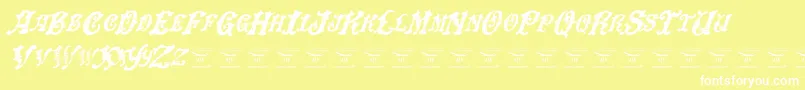 DinglehuckleberryItalic-fontti – valkoiset fontit keltaisella taustalla