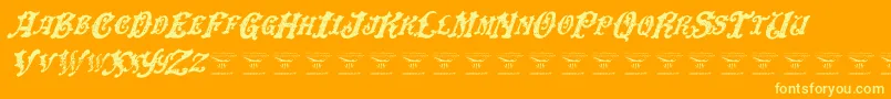 DinglehuckleberryItalic-Schriftart – Gelbe Schriften auf orangefarbenem Hintergrund