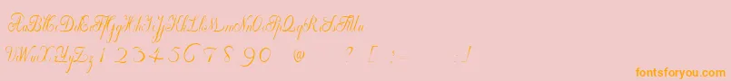 WilleghaUnregistered-Schriftart – Orangefarbene Schriften auf rosa Hintergrund