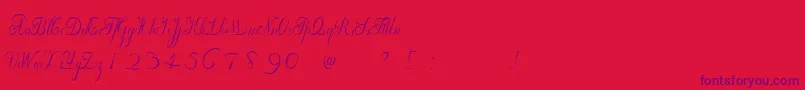 WilleghaUnregistered-Schriftart – Violette Schriften auf rotem Hintergrund