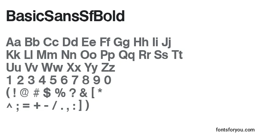 A fonte BasicSansSfBold – alfabeto, números, caracteres especiais