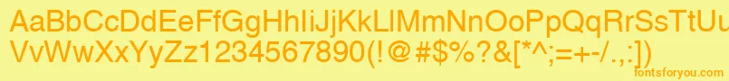 A1010helvetikaNormal Font – Orange Fonts on Yellow Background