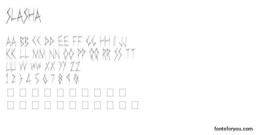 Schriftart Slasha – Alphabet, Zahlen, spezielle Symbole