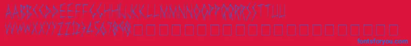 Slasha-Schriftart – Blaue Schriften auf rotem Hintergrund