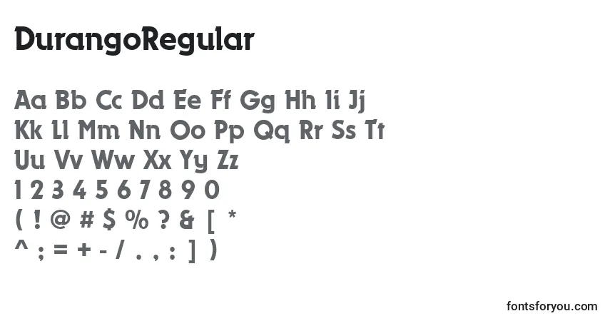 DurangoRegularフォント–アルファベット、数字、特殊文字