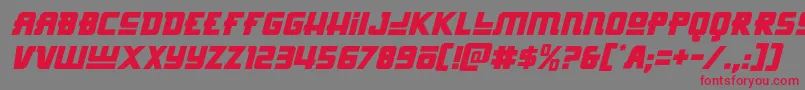 フォントHongkonghustleital – 赤い文字の灰色の背景
