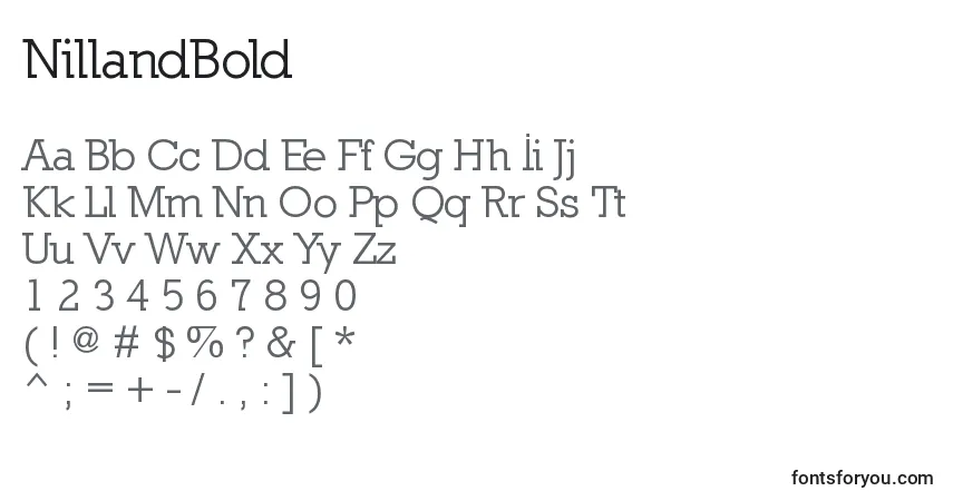 Schriftart NillandBold – Alphabet, Zahlen, spezielle Symbole